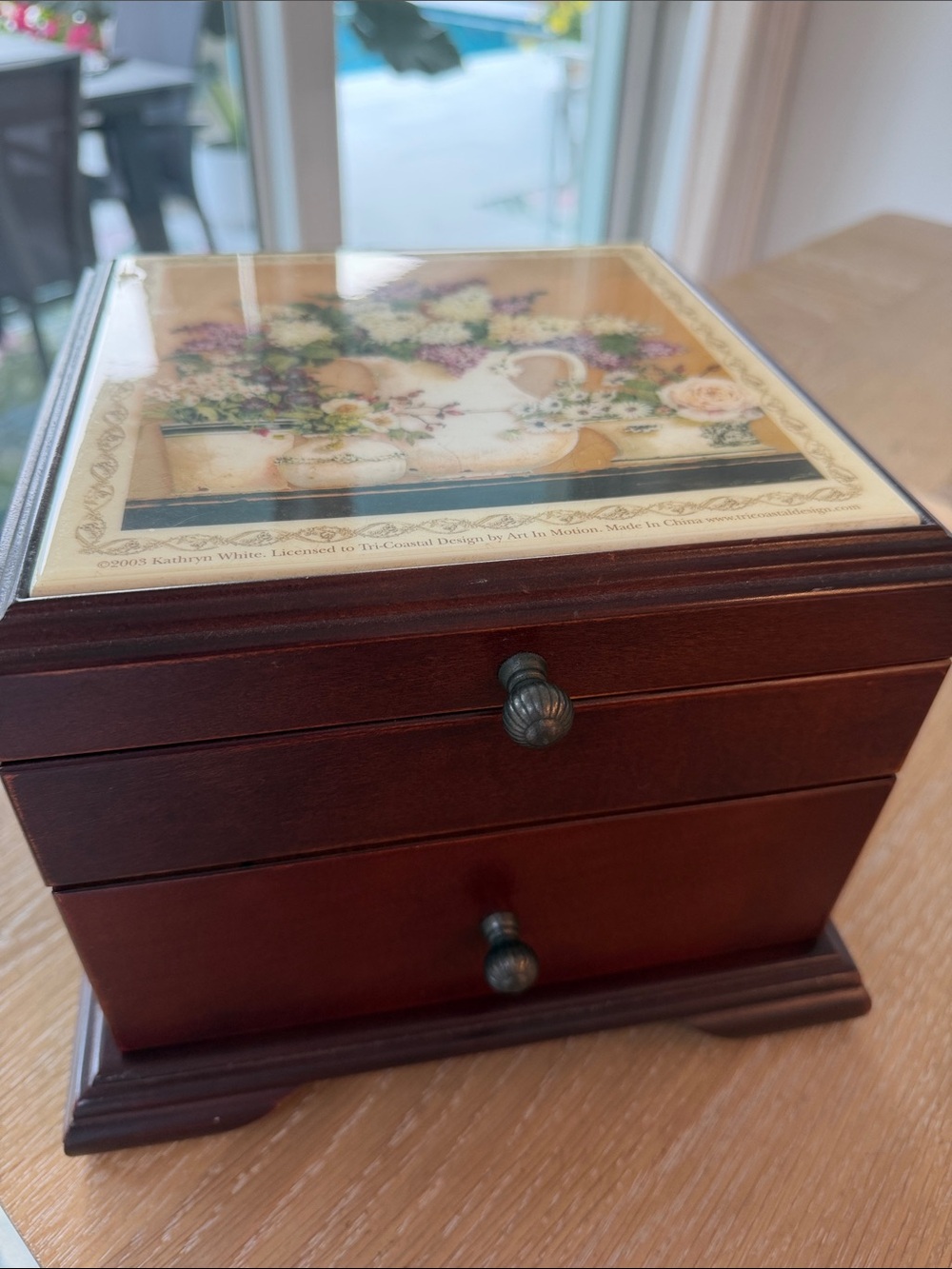 2003 Kathryn White Tri-Coastal Design by Art In Motion Wood Jewlery Box Large